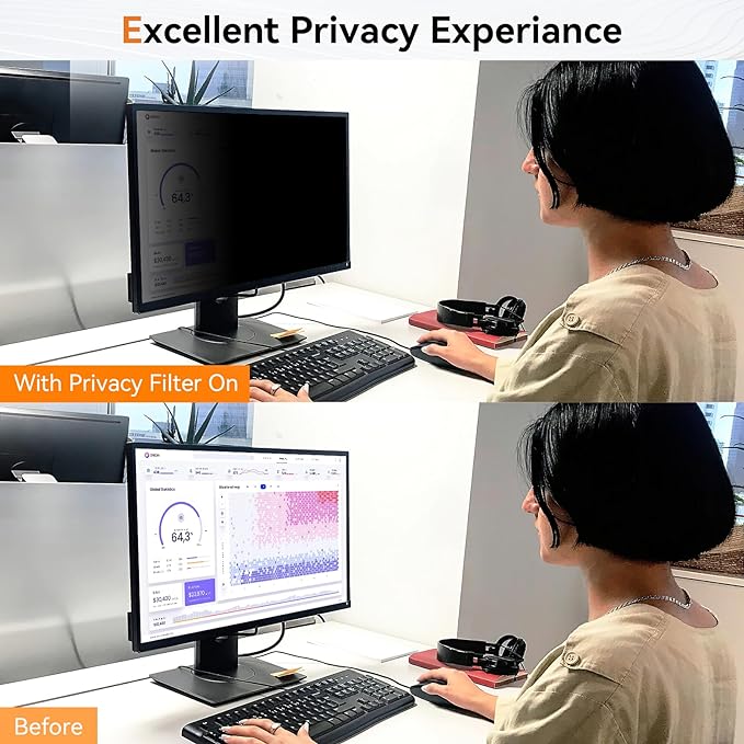 [2-Pack] 18.5 Inch Computer Privacy Screen for 16:9 Aspect Ratio Widescreen Monitor, Eye Protection Anti Glare Blue Light Computer Monitor Privacy Filter, Removable Anti-Scratch Screen Protector Film