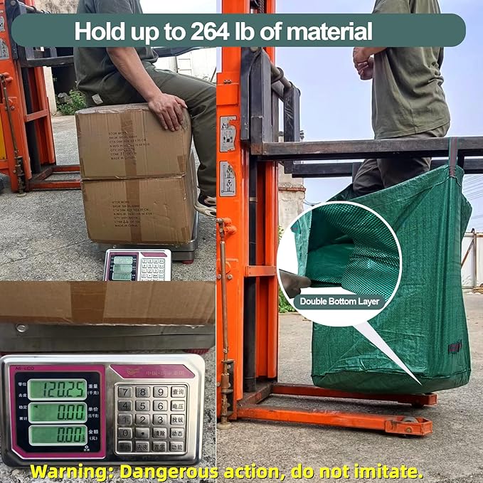 2 Pack 137 Gallons Reusable Yard Waste Bags with Double Bottom Extra Large Lawn Leaf Bags Heavy Duty With 4 Reinforced Handles Garden waste Bags Containers for Debris Grass Clipping