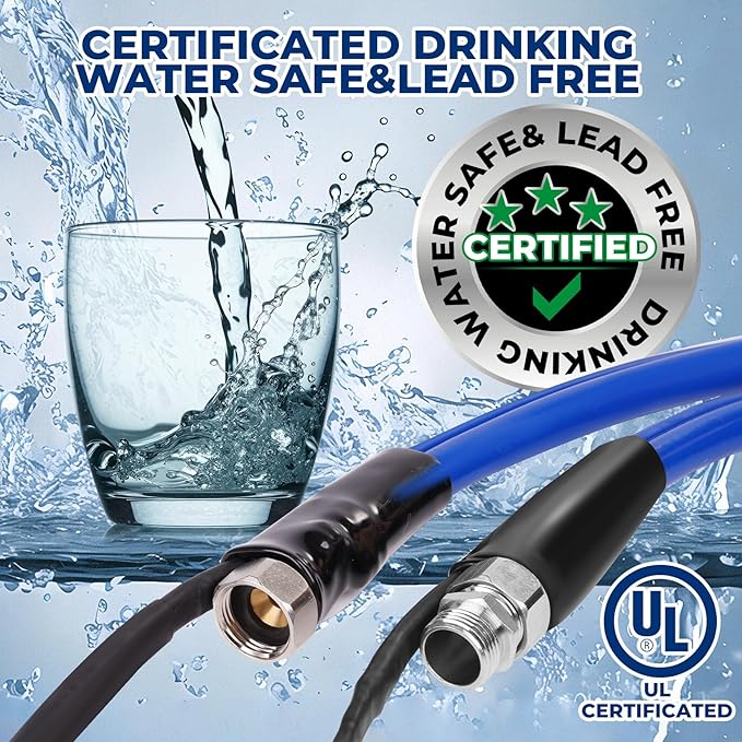 100FT Heated Water Hose for RV,-45 ℉ Antifreeze Heated Drinking Garden Water Hose，Electrically Heated Garden Hoses, Rv Accessories