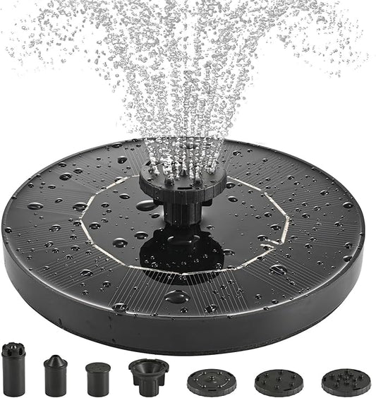 1W Solar Bird Bath Fountain Pump, Solar Fountain, Solar Powered Water Pump, Outdoor Water Fountain with 6-in-1 Nozzles, Free Standing Floating Solar Powered for Bird Bath, Garden, Pond, Pool, Outdoor