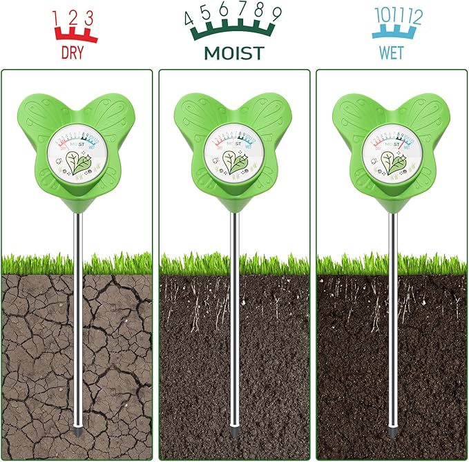 UNIWA Soil Moisture Meter, Plant Water Meter for House Plants and Indoor Potted Plants, Soil Moisture Monitor for Garden, Farm, and Lawn Plant Care, No Battery Needed- 2pack