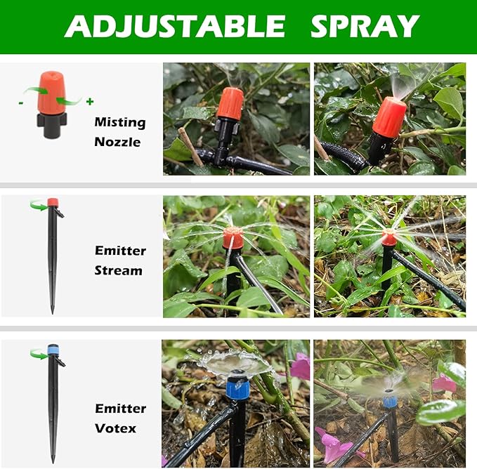 240FT Drip Irrigation System Kit, Automatic Garden Watering Misting System for Greenhouse, Yard, Lawn, Plant with 1/2 inch Hose 1/4 inch Distribution Tubing and Accessories