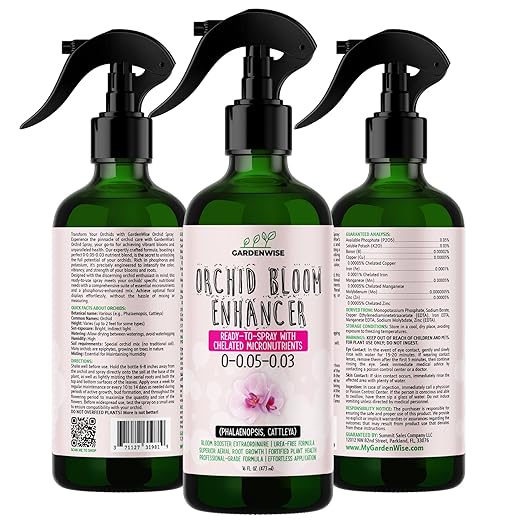 Orchid Food Bloom Booster Fertilizer - Bloom Orchids Fertilizer – Phosphorus and Potassium Formula 0-0.05-0.03 - Ready-to-Use Spray with Chelated Micronutrients (16 OZ)