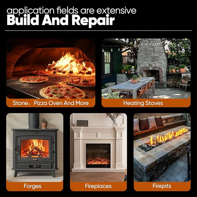 22 LBS Refractory Mortar, 2600°F High Temperature Mortar for Masonry -Fire Refractory Cement Patch for Fireplace Brick, Fire Pit, Kiln, Forge & Pizza Oven Repair- No Heat Cure, Air Set Formula