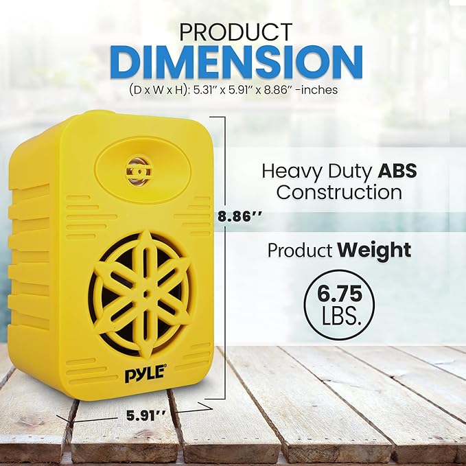PyleUsa Indoor Outdoor Speakers Pair-500 Watt Dual Waterproof 5.25” 2-Way Full Range Speaker System w/ 1/2”High Compliance Polymer Tweeter in-Home,Boat, Marine,Deck,Patio,Poolside (Yellow) - PDWR55YL
