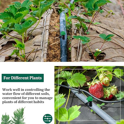 Mudder 60 Pieces Irrigation Drip Emitter Garden Flag Irrigation Dripper, Trees and Shrubs (Green Black)