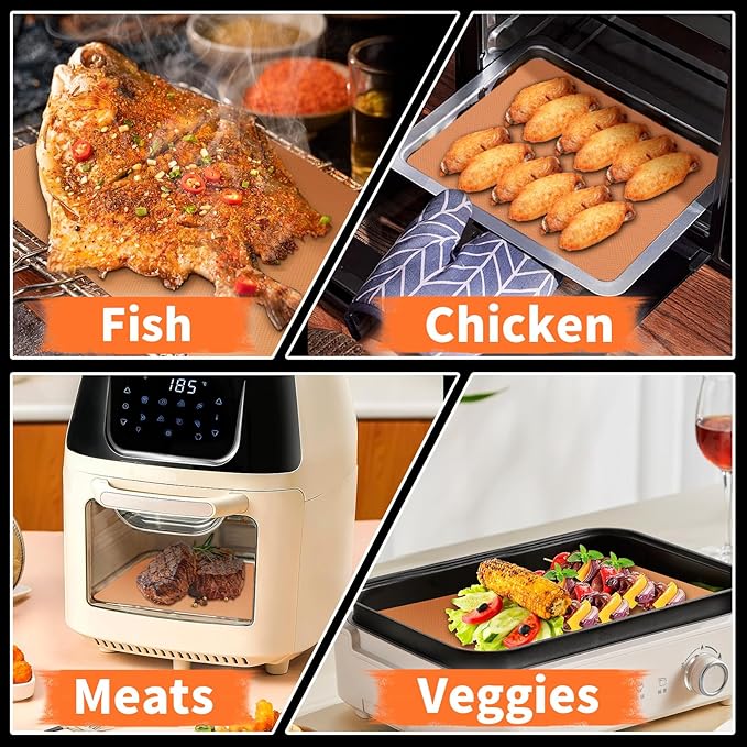 WIBIMEN Grill Mats for Outdoor Grill, Copper 7pcs Grill Mat, 100% Non-Stick PFOA Free 15.75 x 13", Heavy Duty, Reusable and Easy to Clean - Gas Charcoal & Electric BBQ