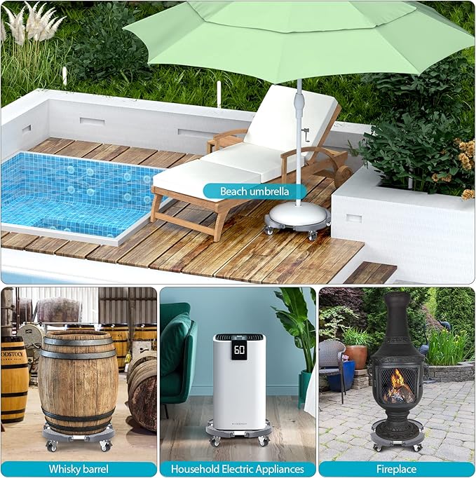 VANCASTLE Plant Caddy Plant Stand with Wheels, Heavy Duty Plant Roller Base 15-22 Inch Adjustable，Palnt Wheel Base 440 LBS, Large Potted Planter Cart Dolly for Flower Mover, Gray, 1 Pack