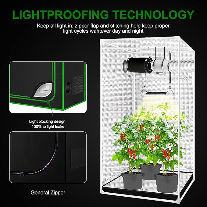 MELONFARM Small Grow Tent for Aerogarden，18”x18”x55” ，Hydroponics Growing System ，Highly Reflective 600D Diamond Mylar Canvas with Ventilation window and Floor Tray for Hydroponic Indoor Plant Growing
