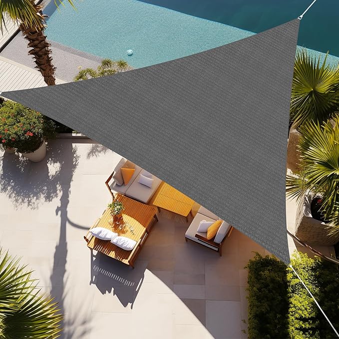 Shade&Beyond Sun Shade Sail Breathable UV Block Outdoor Covering Cloth for Backyard, Pool, 24'X24'X33.9', Dark Grey (Customized Available)