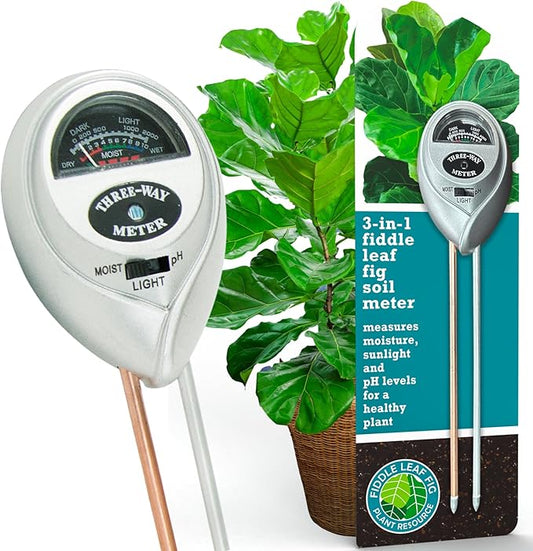 Houseplant Resource Center Fiddle Leaf Fig 3-in-1 Soil Moisture Meter for Plants – Best Indoor Plant Water Meter for Potted Houseplants - Light & Moisture Sensor Probe for Optimal Growth