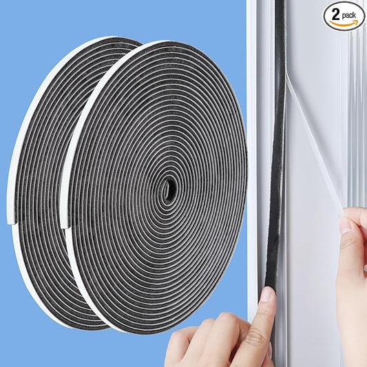 2Pack Weatherstripping Sealing Strip, Self Adhesive Door Window Weather Stripping,33FT Door Window Sealing for Weatherproofing Grey