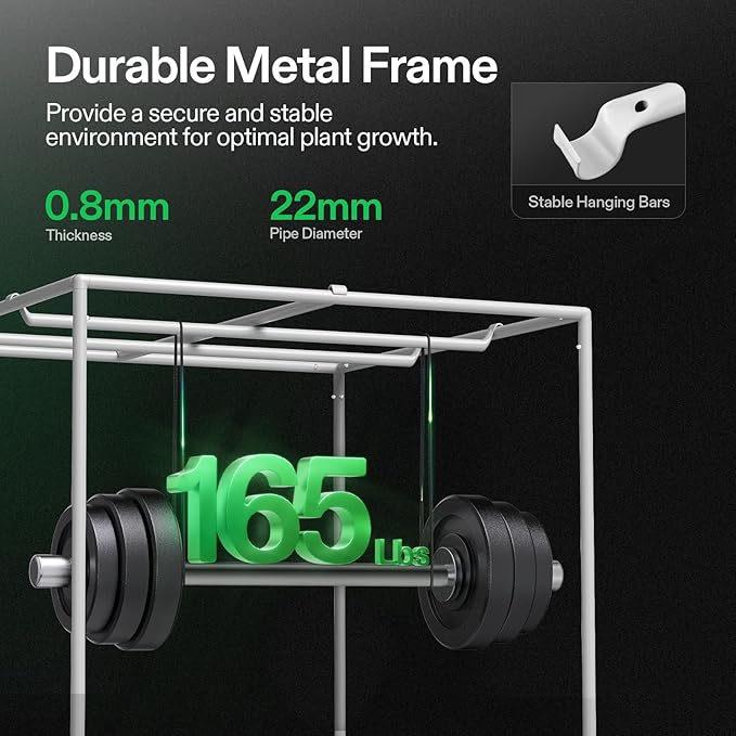 VIVOSUN G448 48"x48"x80" Grow Tent, 4x4 FT Advanced Gray Grow Tent with 22mm Thickened Poles, Observation Window and Floor Tray for Hydroponic Plants for VS4000/VSF4300
