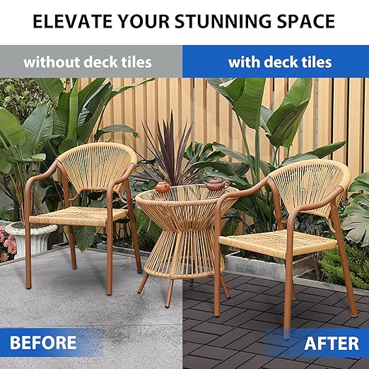 27 PCS 12x12 Inch Interlocking Deck Tiles - Waterproof All-Weather Outdoor Patio Flooring for Pool, Balcony, Backyard, Porch & Garden, Coffee