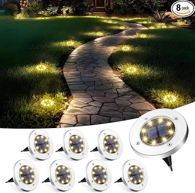 SOLPEX Solar Lights Outdoor Waterproof, 8 Pack Solar Ground Lights, Solar Garden Lights Landscape Lighting for Pathway Driveway Patio Backyard Walkway (Warm White)