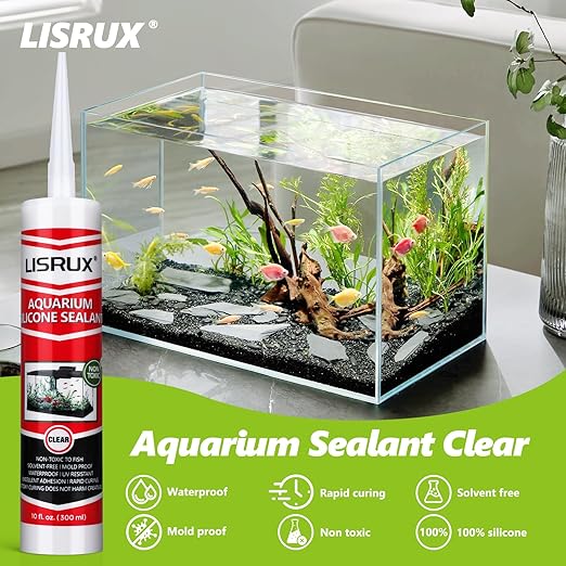 12 Pack Aquarium Silicone Clear Sealant, High Elasticity, Safe for Fish,Fast Curing Waterproof Aquarium Safe Silicone,14 Fl Oz Non-Toxic Fish Tank Safe Sealant,Strong Adhesion