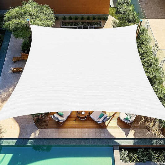 Shade&Beyond Sun Shade Sail Breathable UV Block Outdoor Covering Cloth for Backyard, Pool, 10'X18', White (Customized Available)
