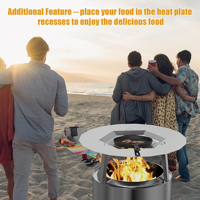 One-Piece 19.5" Heat Deflector Replacement for Solo Bonfire 19.5" Stove Fire Pit,Stainless Steel Heat Diffuser Accessories with 3 Support Leg for Most 19.5inches Outdoor Indoor Backyard Fire Pit