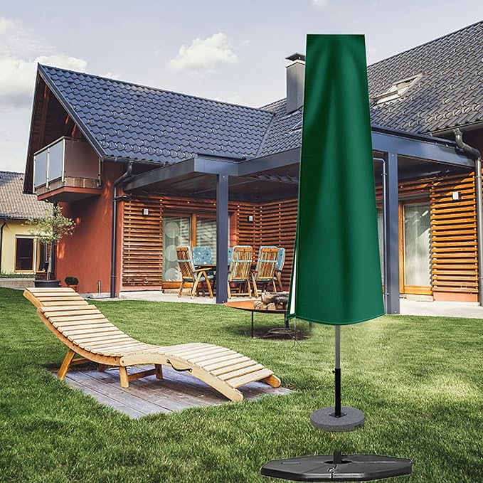 OKPOW Umbrella Covers for Outdoor Umbrellas - Small Patio Umbrella Cover for 6 ft to 9 ft Outdoor Table Umbrella - Waterproof Windproof Anti-UV Garden Parasol Covers, Green