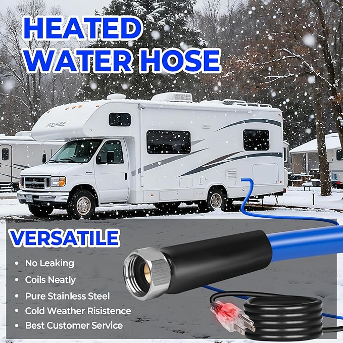 100FT Heated Water Hose for RV,Rv Heating Water Hose,-45 ℉ Antifreeze Heated Drinking Garden Water Pipe,Rv Accessories for Camper