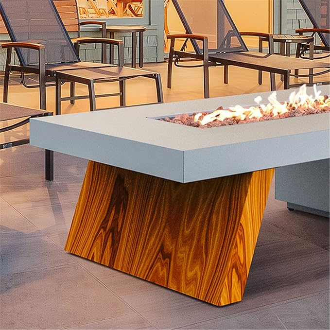 Onlyfire Premium 60” Outdoor Fire Pit Table with Lava Rocks& 12FT Hose, Large Propane Gas Firepit, Smokeless Fireplace 60,000BTU, Flame Adjustable for Backyard Patio Bonfire Party, Patio Heater FP015