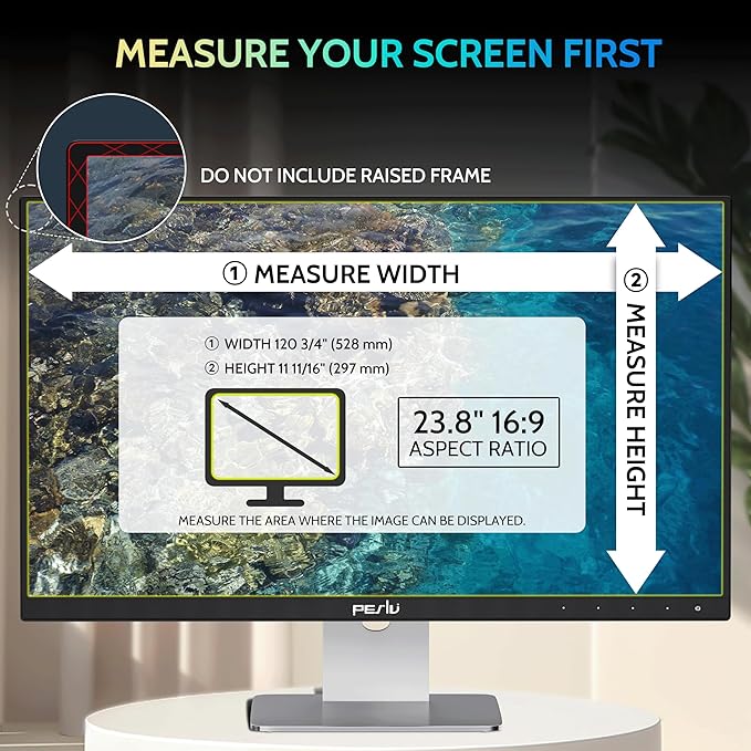 [2-Pack] 23.8 Inch Privacy Screen for Computer Monitor 16:9 Aspect Ratio, Eye Protection Anti Blue Light Glare Shield, 23.8inch Removable Black Blackout Anti Spy Desktop Security Private Filter