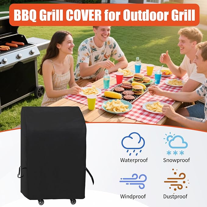 iCOVER Small Grill Cover - 30 inch Two Burner BBQ Gas Grills Covers 600D Heavy Duty Waterproof, Fits Weber/Char-Broil/Brinkmann/Nexgrill/Jenn Air/Pit Boss 3 Series with Collapsed Side Tables