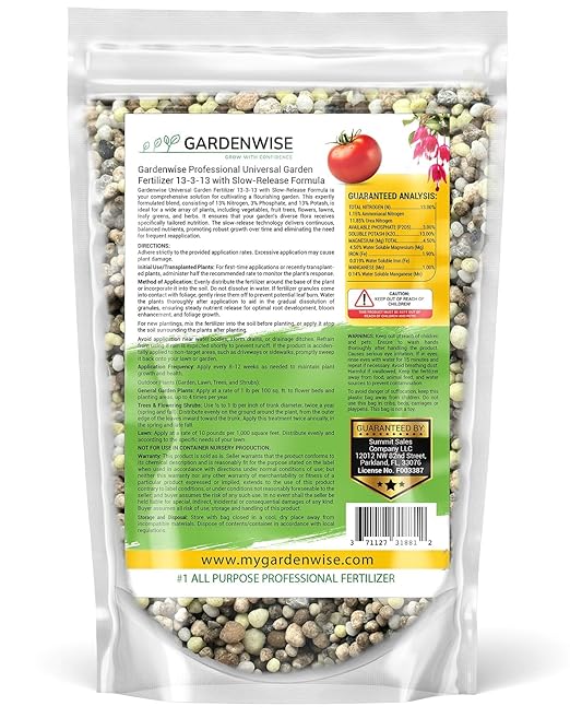 Professional Universal Garden Fertilizer 13-3-13 with Slow-Release Formula (5 QUARTS)