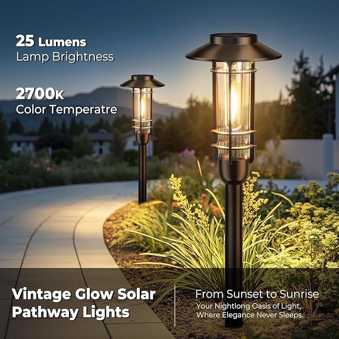 2 Pack Solar Pathway Light Outdoor, Upgraded Bright Solar Powered Garden Light Outside, Waterproof Outdoor Lighting for Landscape Lawn Patio Yard Path Driveway Walkway Decor, Warm White