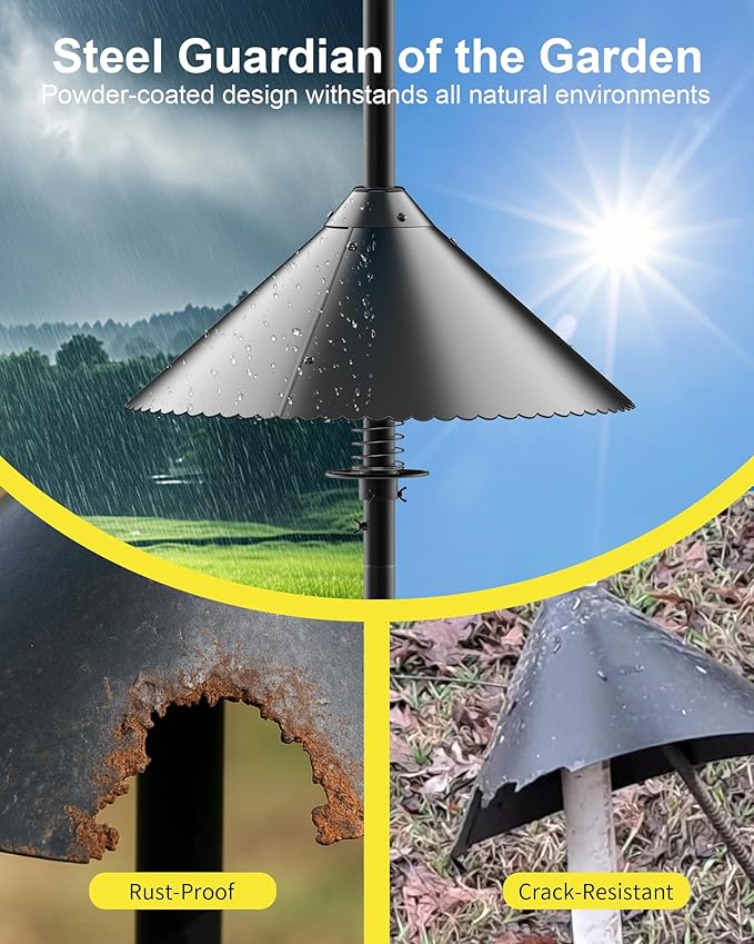 Metal Squirrel Baffle - Squirrel Baffle for Bird Feeder Pole, Upgrade Spring Motion Design for Better Protection, 19 Inch Heavy Duty Guard for Outside Bird Feeder Pole Mount