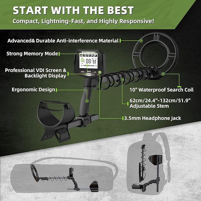 Metal Detector for Adults Professional, Waterproof Pinpoint, High Accuracy Gold and Silver Detection, Underwater and Beach Use, 10'' IP68 Coil, Bigger LCD, New Advanced DSP Chip