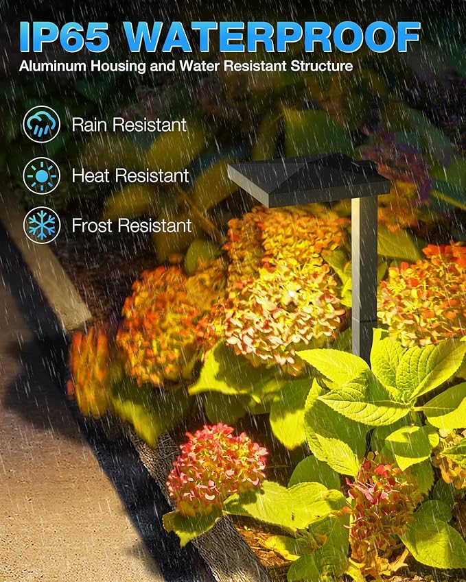 SUNVIE 5W Anti-Glare Low Voltage Pathway Lights Wired 12-24V LED Landscape Path Lights 3000K Cast-Aluminum Waterproof Outdoor Landscape Lighting with Connectors for Walkway Yard Garden, 12 Pack