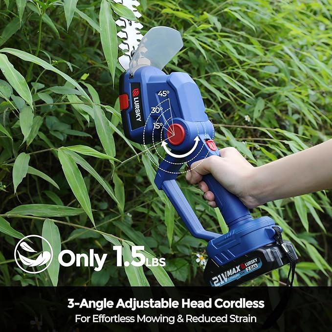 Cordless Hedge Trimmer with Battery 2.0Ah - 2-in-1 21V Grass Shears Handheldwith 2 PCS Rechargeable Battery, Electric Shrub Trimmer Kit for Garden, Yard and Lawn, Charger Included