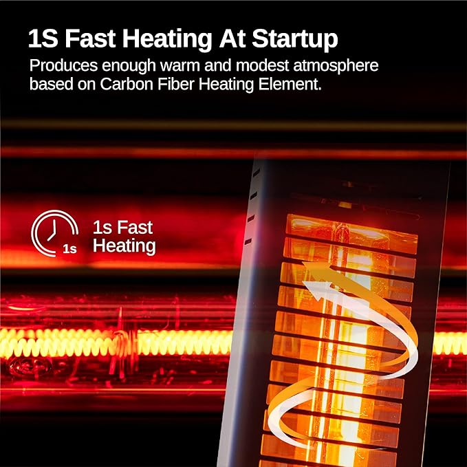 EAST OAK Patio Heater for Commercial Use, 3000W Wall Mounted Electric Infrared Heater, Outdoor Heaters for Patio, Outdoor Heater with IP65 Waterproof & Dustproof Remote Control Black 240V