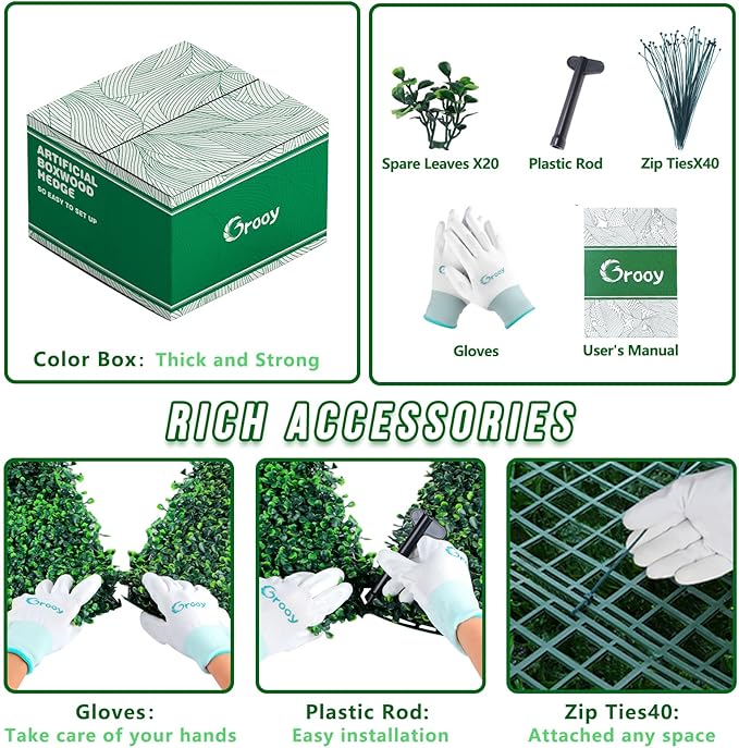 20"x20" Grass Wall,12PCS Artificial Boxwood Panels,4 Layers Plant Wall, Greenery Backdrop,Privacy Hedge Screen,Green Panels Decor for Outdoor Garden and Indoor Home Wedding