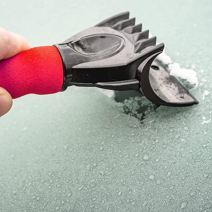 SCRUBIT Ice Scraper for Cars, Foam Gripped Snow Scraper for Car Windshield SUVs, and Small Trucks, Strong teethed Scraper for Ice and Snow, Compact Ice Crusher