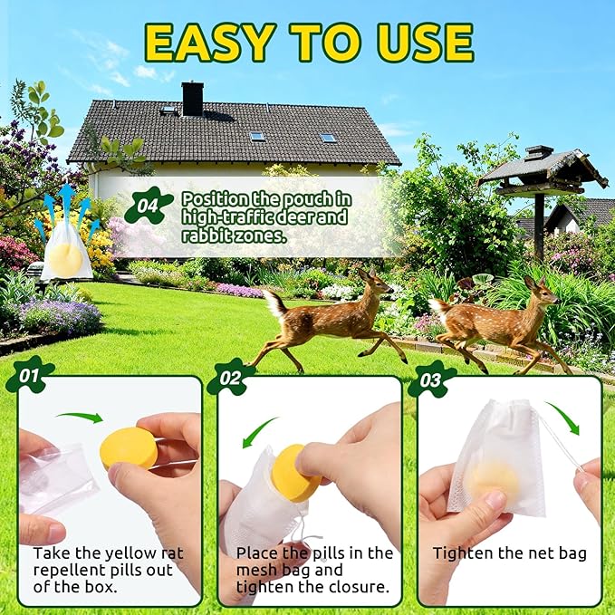 24 Pack Deer Repellent, Deer and Rabbit Repellent Outdoor Deer Deterrent for Plants Flower Vegetable Tree, Deer Rabbit Repeller Keep Deer Rabbit Out of Lawn Garden