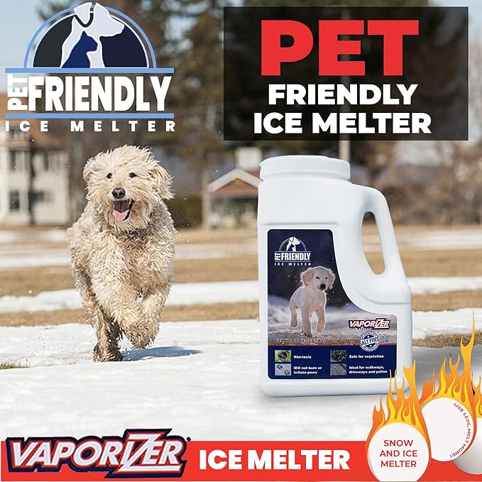 Snow & Ice Melter Pet Safe & Paws 100% Salt Free - Safe for Dogs & Cats - Effective to -25°F 8lb Shaker Jug