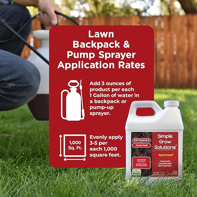 Root Hume- Simple Grow Solutions - Concentrated Humic - Liquid Carbon - Simple Grow Solutions- Natural Lawn & Garden Treatment - Plant Food Enhancer- Turf Grass Soil Conditioner (64 Ounce)