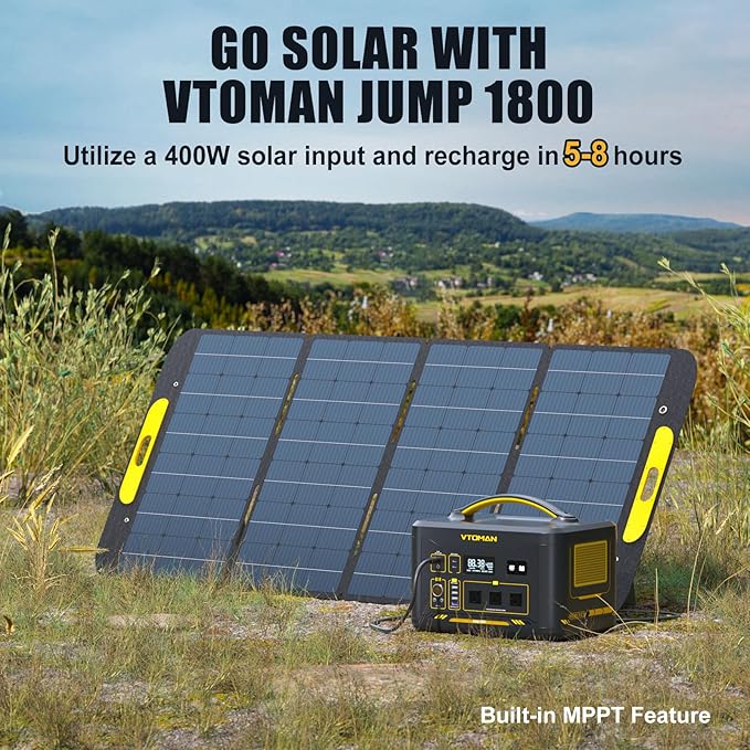 Vtoman 3096Wh Solar Generator with Extra Battery Included, 1800W (Peak 3600W) LiFePO4 Battery Power Station for Power Outages, RV, Camping, Emergencies