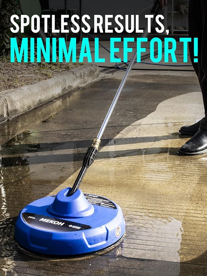 MEKOH 14” Electric Pressure Washer Surface Cleaner Attachment, 2500 PSI Universal Power Washer Accessories for Driveway Sidewalk Deck Patio Concrete Cleaning, 1/4" Quick-Connect, Dual Rotary Nozzles