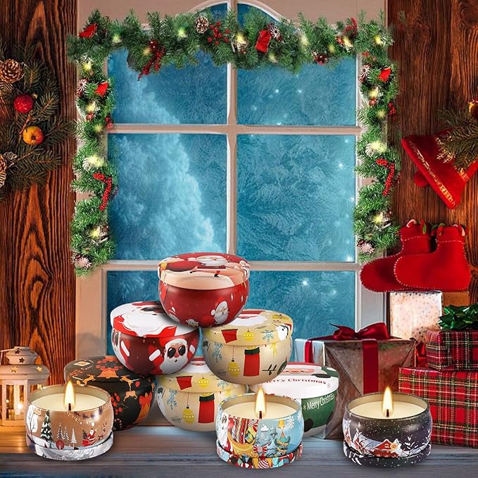 24 Pack Christmas Scented Candles - Natural Soy Wax, Smokeless Clean Burning, Cotton Wick, 2.5oz Mini Jar Candles for Holiday Gifts, Home Decor, Christmas Party Favors