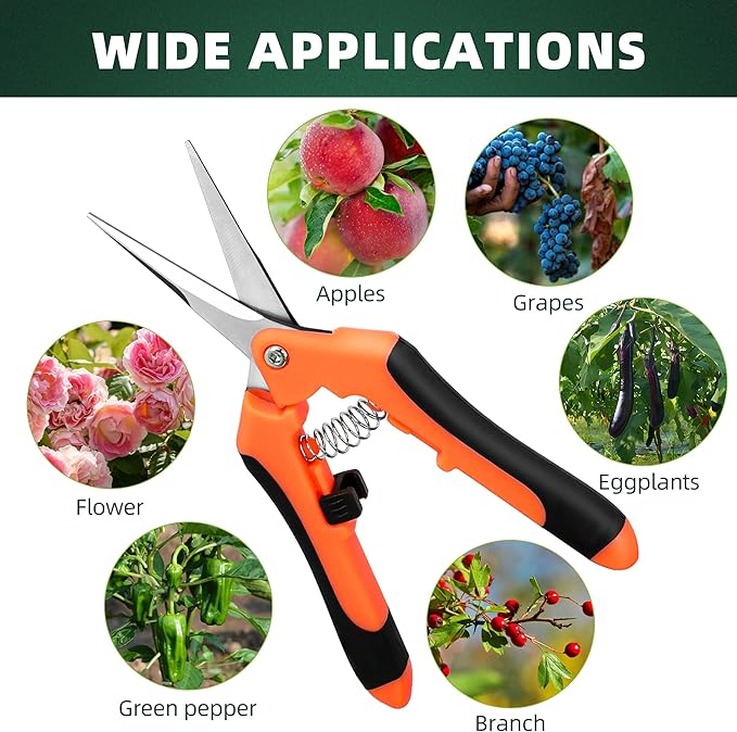 3 Pack Garden Pruning Shears, Stainless Steel Shears, Gardening Shears, Scissors, Garden Clippers, Pruning Snips, Pruning Shears for Gardening Tools(Orange)