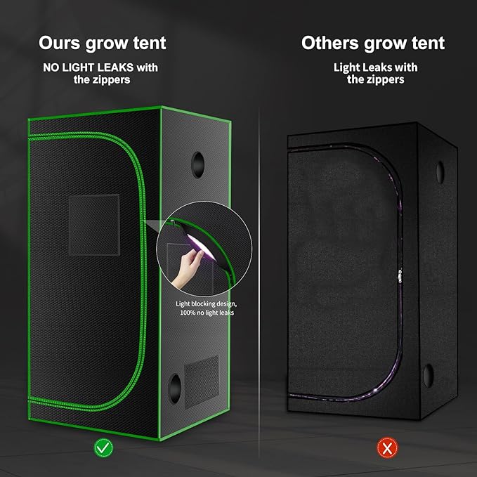 MELONFARM 32"x32"x63'' Grow Tent, High Reflective 600D Diamond Mylar Canvas with Observation Window and Floor Tray for Hydroponic Indoor Plant Growing