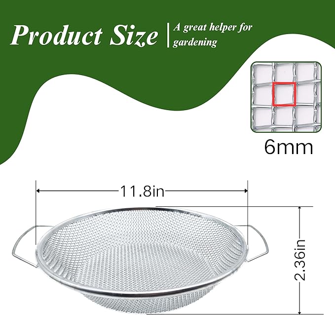 Soil Sifter for Gardening, Rock Sifter for 5gallon Bucket, Dirt Sifter Compost Sifter, Sifter for Gravel Sawdust Vermicompost, 6mm Soil Sifter with Handle