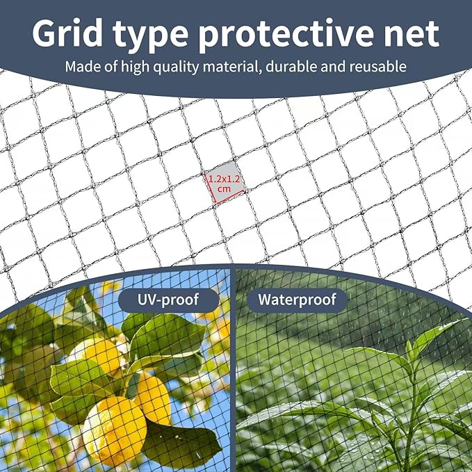 Garden Netting, 7.5ft x 100ft Black Bird Netting Heavy Duty,Rabbit,Squirrels,Anti Birds,Larger Bees,Deer,Chicken,Cardinals，Animal Fencing for Fruit Tree & Vegetable Garden
