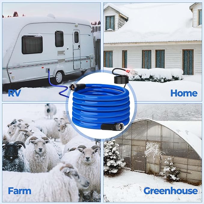 100FT (15-100FT) Heated Water Hose for RV,-45 ℉ Antifreeze 4.0 Upgraded Heated Drinking Water Hose，Rv Freshwater Hoses with Fittings, Rv Accessories