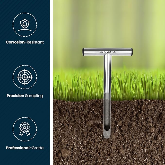 Varomorus Soil Sampler Probe Stainless Steel Tubular T-Style Handle. (12 inch)