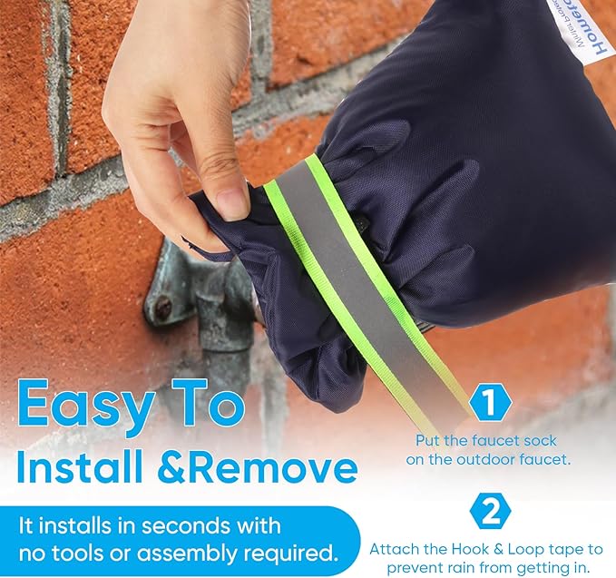 2Pack Outdoor Faucet Covers for Winter - Pro 6.7"W x 8.3"H Outdoor Water Faucet Covers Socks for Winter Freeze Protection Pipe Insulation Reusable Waterproof Insulated Spigot backflow Cover,Blue