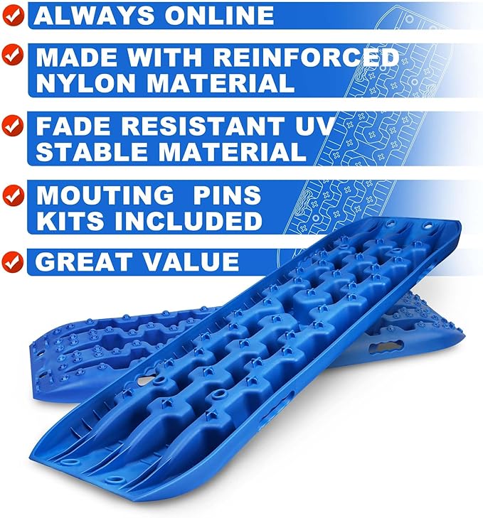 X-BULL New Recovery Traction Tracks Sand Mud Snow Track Tire Ladder 4WD (Blue, 3gen), Bag+Hardware+Tracks